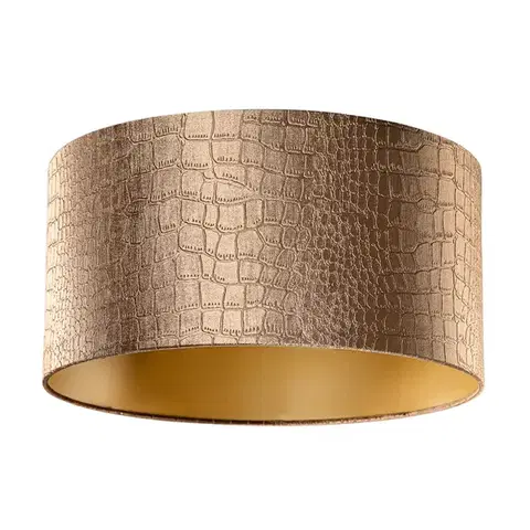 Tienidlo na lampu Zamatový tienidlo na lampu s dizajnom krokodíla a zlatým vnútorným povrchom 50/50/25