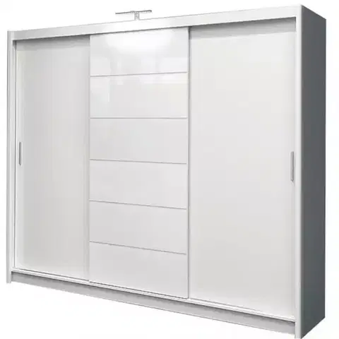 Šatníkové skrine Skriňa Malibu 250 cm biela