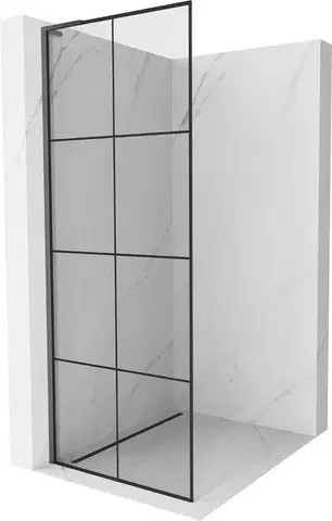 Sprchové dvere MEXEN/S - Kioto L Sprchová zástena WALK-IN 90 x 200, čierny vzor, grafit metal 800-090-103-95-77