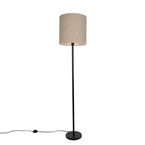 Stojace lampy Moderná stojaca lampa čierna s béžovým buklé tienidlom 40 cm - Simplo
