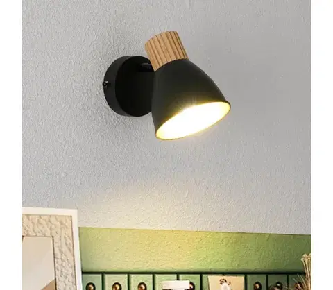 Svietidlá BRILAGI - Nástenné bodové svietidlo ODENSE 1xE14/10W/230V drevo/čierna BRI411