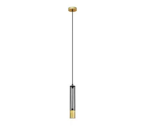 Svietidlá  LED Luster na lanku BARS 1xGU10/4,8W/230V čierna/zlatá W-KM 1115/1 GO+BK+GO