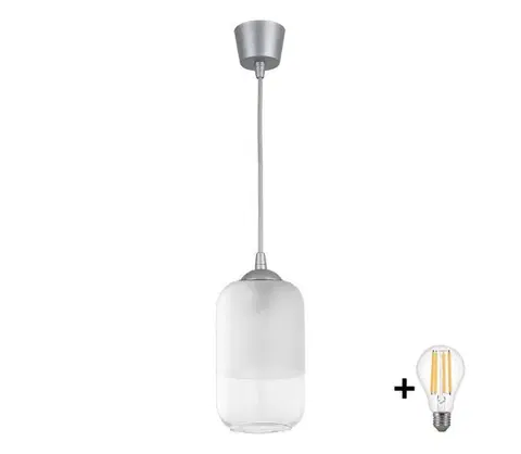 Svietidlá BRILAGI - LED Luster na lanku RETRO GLASS 1xE27/60W/230V pr. 14 cm strieborná/biela NSTK7777+TK8612A