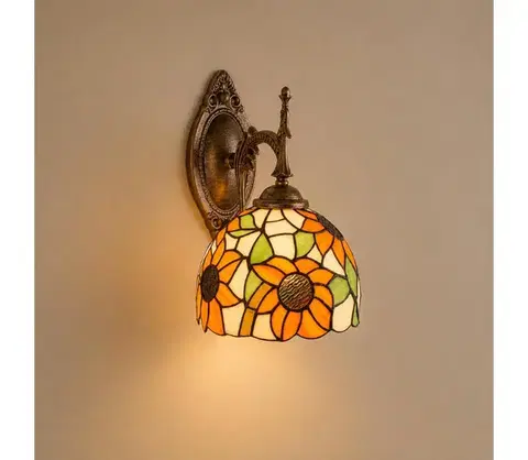 Svietidlá BRILAGI - Tiffany vitrážová nástenná lampa SUNFLOWER 1xE14/40W/230V BRW-8004A