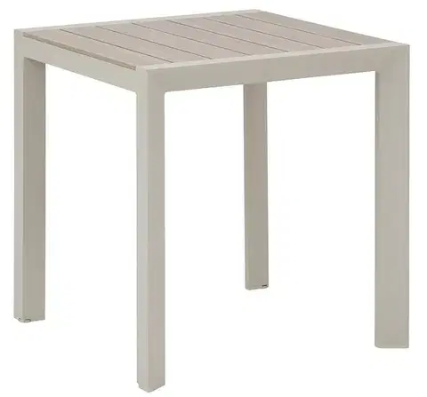 Stolčeky Hliníkový stolík VANCOUVER 70x70 cm (ivory/efekt dreva)