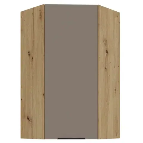 Kuchynské horné skrinky KONDELA Frisbo 60x60 GN-108 1F horná rohová kuchynská skrinka sandgrau / dub artisan