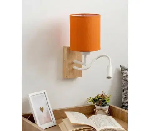 Svietidlá BRILAGI - LED nástenná lampa NUBILA WOOD 1xE27/25W/230V + LED/3W dub/biela/oranžová BG1565+BG2453