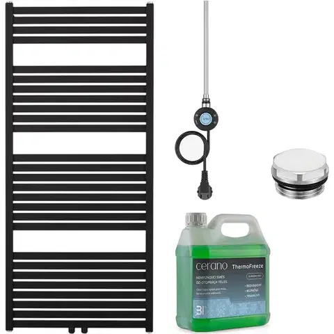 Doplnky do kúpeľne CERANO - Kúpeľňový elektrický radiátorový set Vincenzo - WIFI - 600W - čierna matná - 1340x600 mm CER-978865