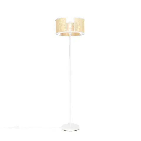 Stojace lampy Orientálna stojaca lampa biela s ratanom 40 cm - Akira