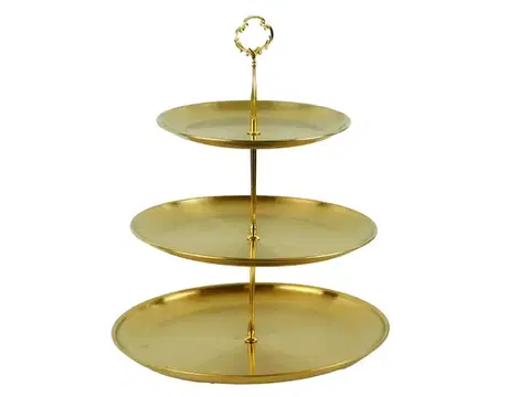 Podnosy a tácky MAKRO - Etažérka 3-poschodová, prevedenie zlatá farba, priemer 20cm, 26cm, 30cm