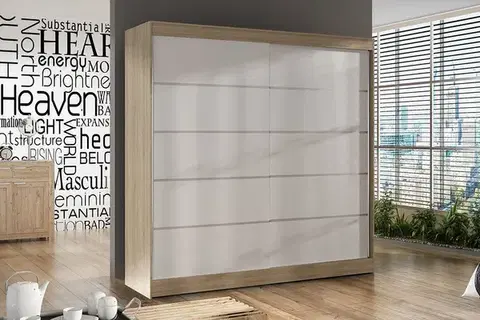 Šatníkové skrine Šatníková skriňa BASTIAN 4 dub sonoma/ biela