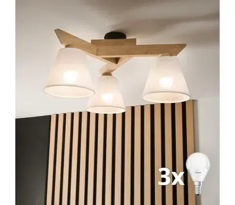 Svietidlá BRILAGI - LED  Prisadený luster ANTHONY 3xE14/40W/230V dub/biela 8590828610601