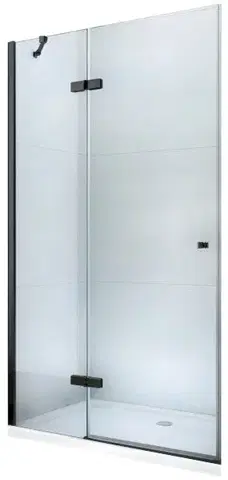 Sprchovacie kúty MEXEN - Roma Sprchové dvere krídlové 80, transparent, čierna sa stenovým profilom 854-080-000-70-00