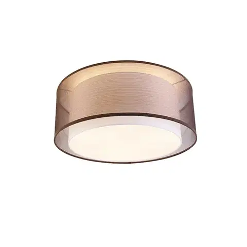 Stropné osvetlenie Moderné stropné svietidlo hnedé s bielou 50 cm 3-svetlo - Drum Duo