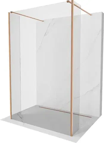 Sprchové dvere MEXEN/S - Kioto Sprchová zástena WALK-IN voľne stojaca 120 x 30 x 30, transparent, meď kartáčovaná 800-120-030-222-65-00-030