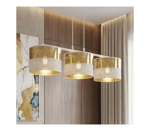 Svietidlá EMIBIG Luster na lanku LUX 3xE27/15W/230V biela/zlatá 1650/3