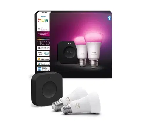LED osvetlenie Štartovacia sada Philips Hue WACA 2xE27/8,1W 1000-20000K + Hue bridge 8721103107619