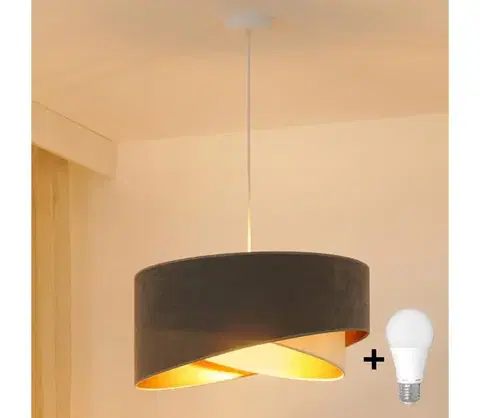 Svietidlá BRILAGI - LED Luster na lanku LYRA 1xE27/15W/230V šedá/krémová/zlatá 8590828007401