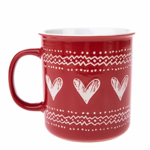 Hrnčeky a šálky Vianočný keramický hrnček Christmas heart I červená, 710 ml