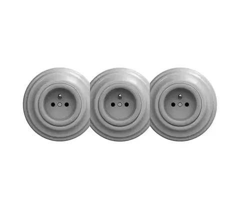 Predlžovacie káble lap - trojitá retro domová zásuvka s rámikom 230 V sivá KA0054+2xKA0053+3xKA0051