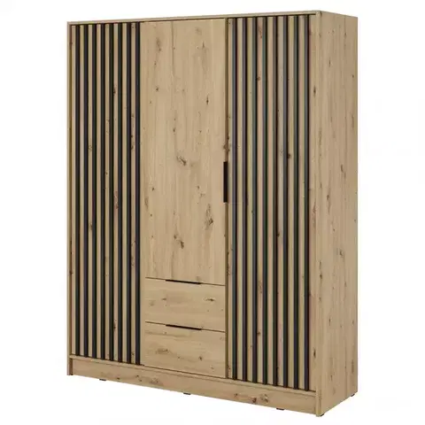 Šatníkové skrine Skriňa Nelly 3d Dub Artisan/Čierna