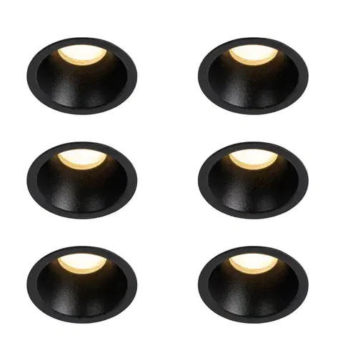 Zapustené svietidlá Sada 6 čiernych zabudovaných bodových svetiel GU10 35 mm IP44 - Dept