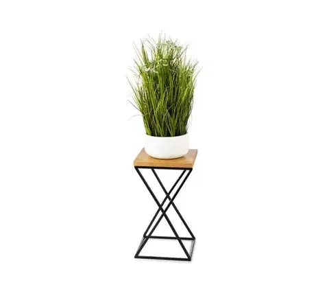 Stojany na kvetiny HowHomely Stojan na kvety LOFT 40x24 cm čierna/hnedá 10-1630-40-MDF