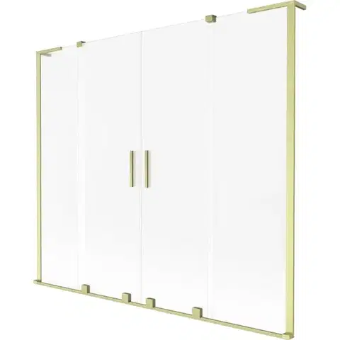 Sprchové dvere MEXEN/S - Velar L Duo dvojkrídlová posuvná vaňová zástena 200 x 150, dekor, zlatá kartáčovaná 896-200-003-32-55