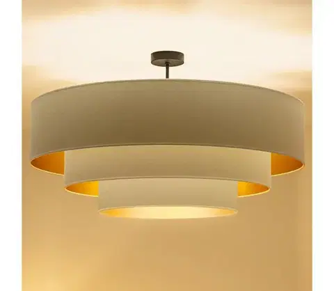 Svietidlá BRILAGI - Prisadený luster LUNETA 3xE27/60W/230V pr. 80 cm krémová/zlatá 8590828052135