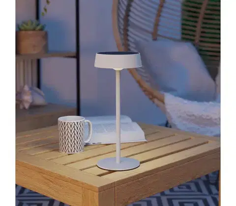 Lampy Eglo 75877 - SIMERI LED stolná lampa, stmievateľná, solárne nabíjateľná, LED/3W/5V, 1800mAh, IP44, biela 75877