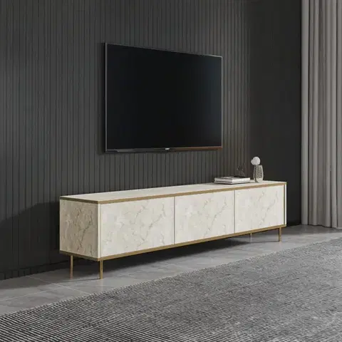 TV stolíky TV stolík Imaj - Travertine, Gold