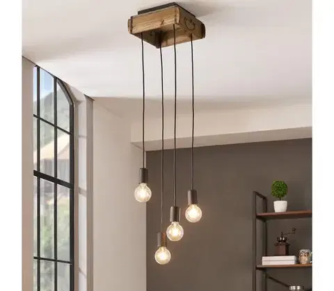 Svietidlá Eglo 43591 - Luster na lanku WOOTTON 4xE27/40W/230V 43591