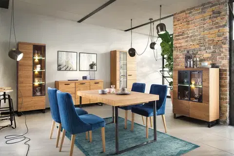 Zostavy nábytku do jedálne MAGNOLIA atraktívna jedáleň, dub rustikál/čierna