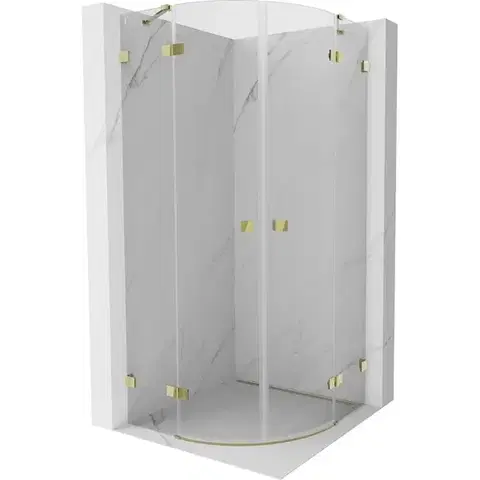 Sprchovacie kúty MEXEN/S - Lunar sprchovací kút štvrťkruh krídlový 70 x 70, transparent, zlato 833-070L-070P-50-00