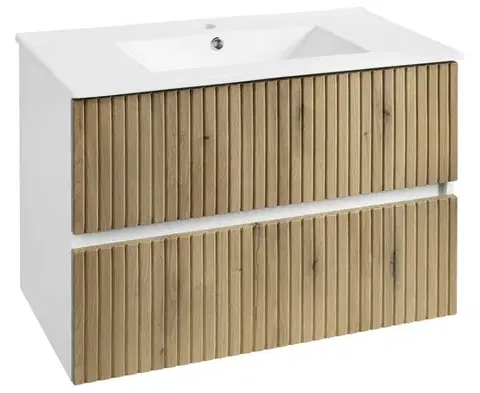 Kúpeľňový nábytok AQUALINE - PANEDA STRIP umývadlová skrinka 79,5x55x45,2cm, dub emporio PN380