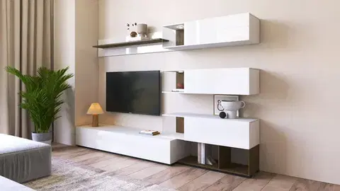 Obývacie steny LOGIO obývacia zostava, morské vintage drevo/biela