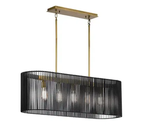 Svietidlá Elstead Quintiesse QN-LINARA-ISLE-BK - Luster na tyči LINARA 5xE27/60W/230V čierna/zlatá QN-LINARA-ISLE-BK