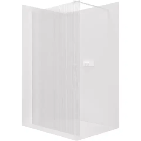 Sprchové dvere CERANO - Sprchová zástena Walk-in Onyx Round Ľ/P - 8 mm - guľatá vzpera - biela matná, ryhované sklo - 90x200 CER-8050BD303