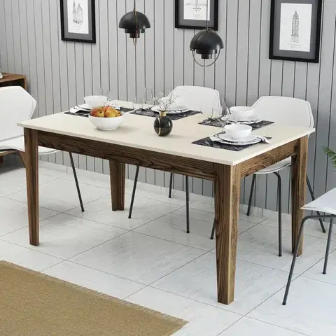 Jedálenské stoly Jedálenský stôl Milan 517 - Walnut, Cream