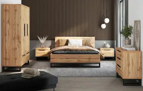 Spálňové zostavy HELL S spálňová zostava, dub Wotan / čierna