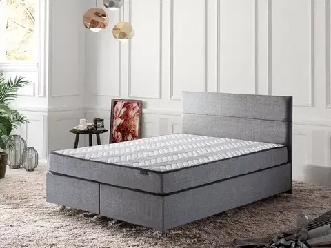 Boxspring Double Mattress, Base & Headboard Silver - Grey (140 x 190)