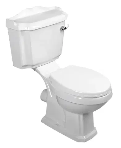 Záchody AQUALINE - ANTIK WC retro kombi zadný odpad + sedadlo, biela AK107-01