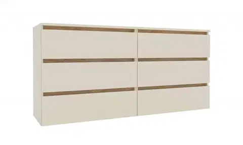 Komody a skrinky LIFE šuplíková komoda 1600, Satin / Gold Kraft oak