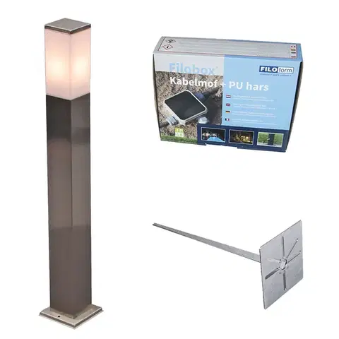 Zahradne stlpove lampy Vonkajšia lampa oceľ 80 cm IP44 - Malios so zemným hrotom a káblovou objímkou