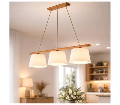 Svietidlá  Závesný luster AIDA na lanku, 3× E27 (max. 60 W), 230 V, priemer 25 cm, dub LD 3.98 DĄB RUSTIK