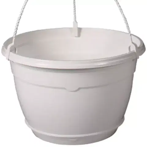 Záhrada Kvetináč závesný Teku s podmiskou plastový biely d25 cm