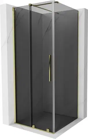 Sprchovacie kúty MEXEN/S - Velár sprchovací kút, posuvné dvere 90 x 90, grafit, zlato 871-090-090-41-50