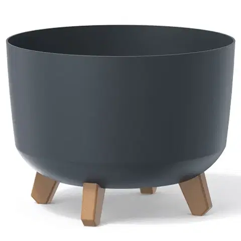 Kvetináče a truhlíky NABBI DGRL300 plastový kvetináč na nožičkách 29 cm antracit