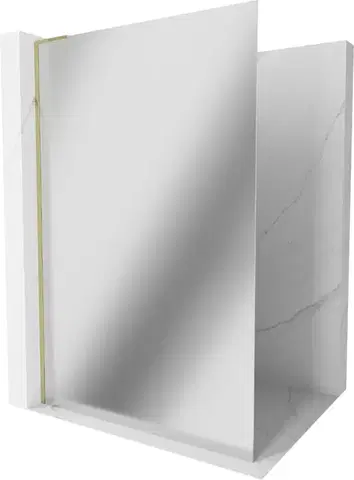 Sprchové dvere MEXEN/S - Kioto L Sprchová zástena WALK-IN 100 x 200, zrkadlové, zlato 800-100-103-50-50