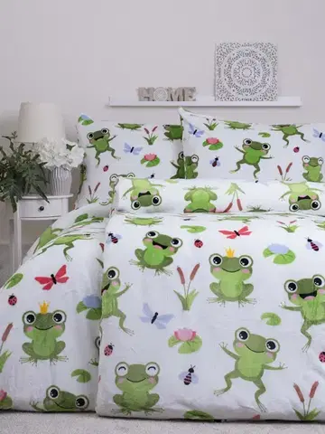 Obliečky Obliečky mikroplyš Exclusive – Žabky - 140 × 200 cm - 70 x 90 cm